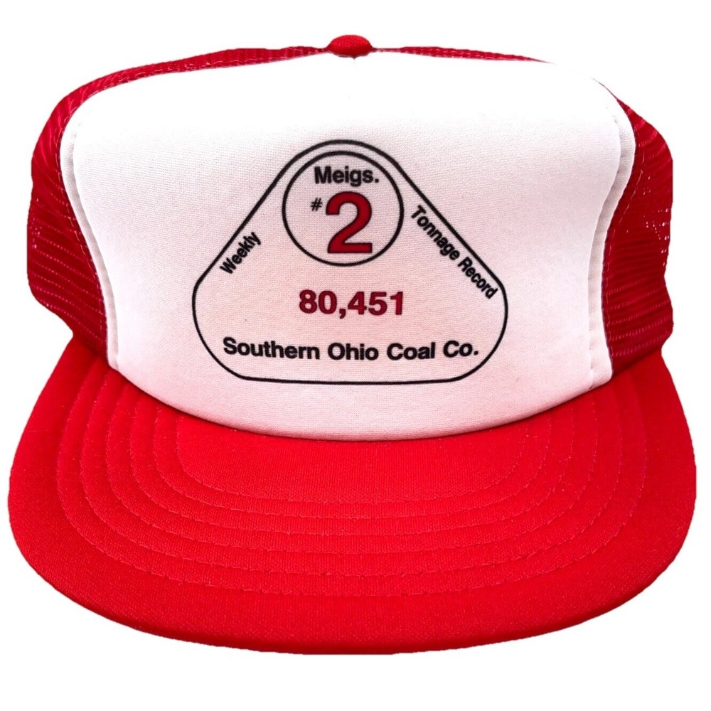 Vintage Southern Ohio Coal Trucker Hat Cap Snap Back Meigs 80s 90s Mining Miner